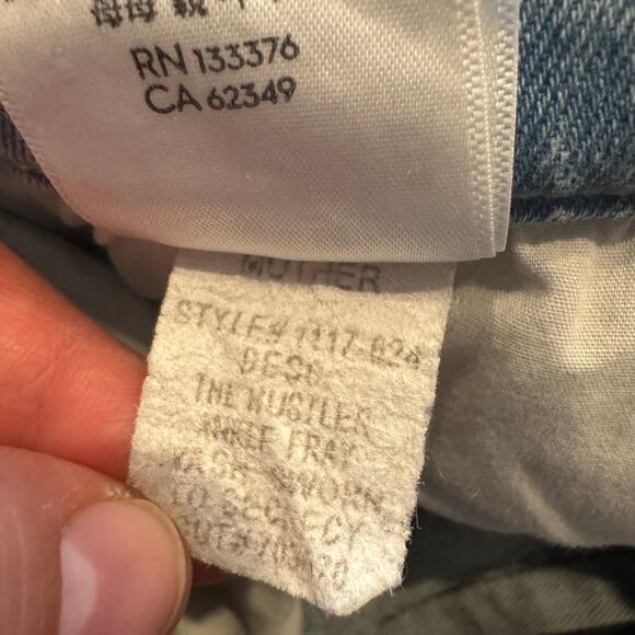 Mother Hustler Ankle Fray Mid-Rise Bootcut Jeans Blue Button Zip Pocket Sz 27 - Picture 14 of 15